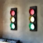 Loft industrial style stoplight wall light