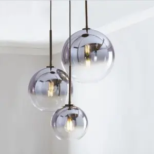 Loft Modern Pendant Light Silver Gold Glass Ball Hanging Lamp