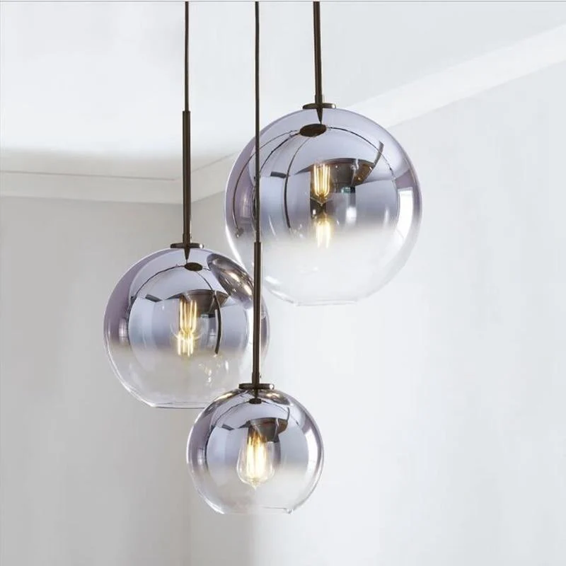 Loft Modern Pendant Light Silver Gold Glass Ball Hanging Lamp 685111