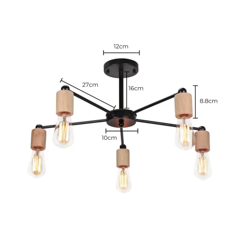 Loftluster skandinavischer loft kronleuchter metall schwarz weiss verstellbare leuchtenarme wohnzimmer xlumina10