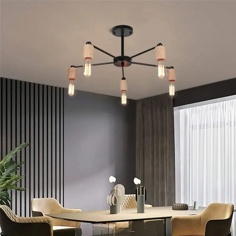 Loftluster skandinavischer loft kronleuchter metall schwarz weiss verstellbare leuchtenarme wohnzimmer xlumina6
