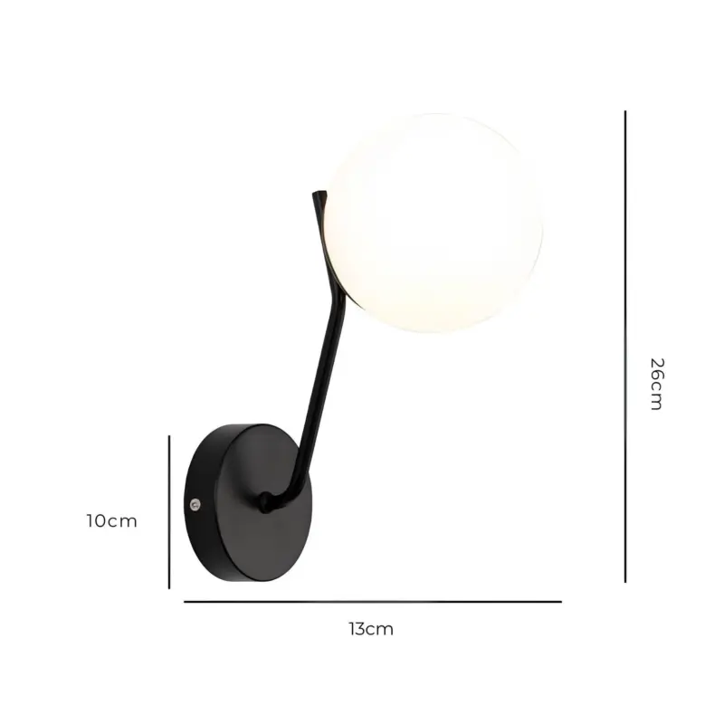 Lumiart moderne wandleuchte mit glaskugel lampe schwarz xlumina