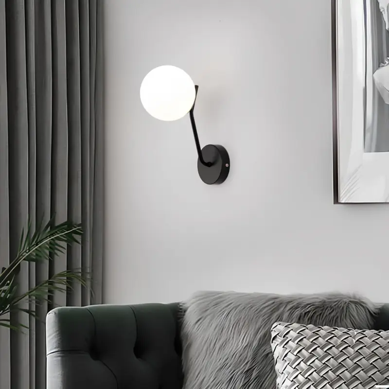 Lumiart moderne wandleuchte mit glaskugel lampe schwarz xlumina