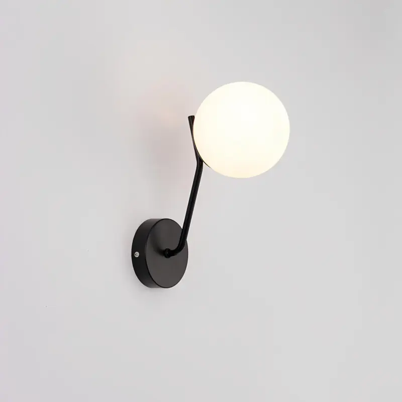 Lumiart moderne wandleuchte mit glaskugel lampe schwarz xlumina