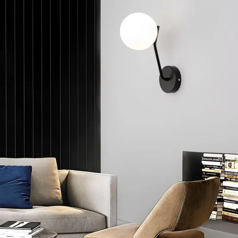 Lumiart moderne wandleuchte mit glaskugel lampe schwarz xlumina