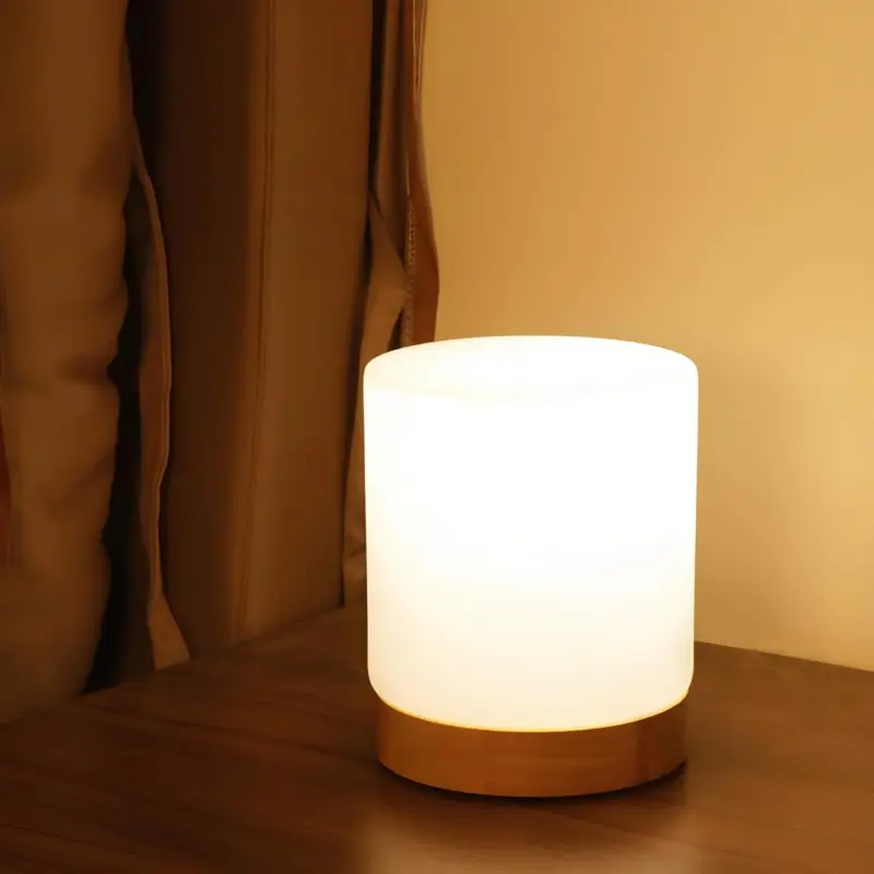 Lumiglow mini glaeserne zylinder tischlampe 360 grad touch dimmung led xlumina3