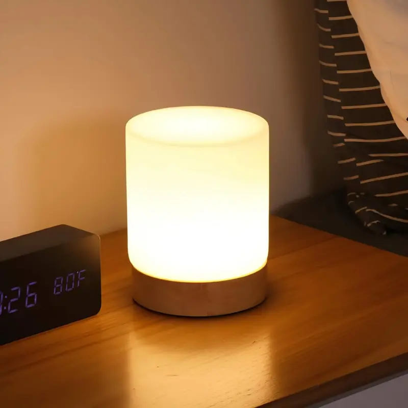 Lumiglow mini glaeserne zylinder tischlampe 360 grad touch dimmung led xlumina5