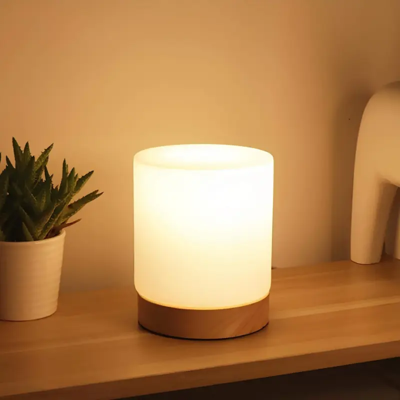 Lumiglow mini glaeserne zylinder tischlampe 360 grad touch dimmung led xlumina6