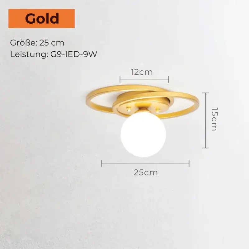 Luminousglobe deckenleuchte led modern zeitlos schwarz gold weiss energieeffizient xlumina