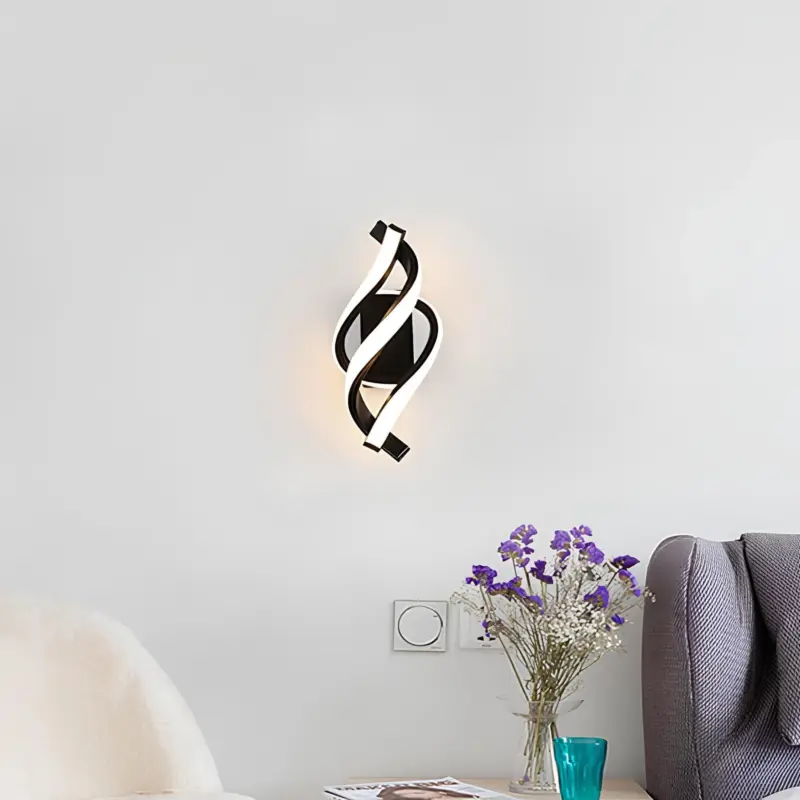Lumispiral zeitgenossische led Wandleuchte spiral design modern warmweiss schwarz gold 12w xlumina