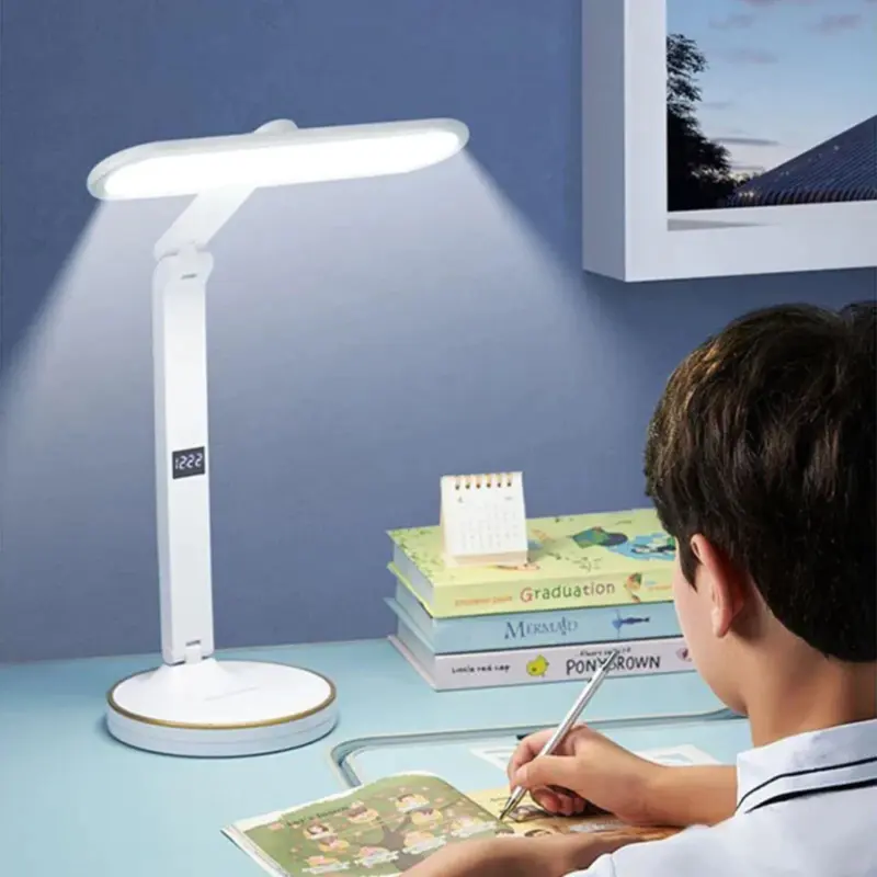 Lumitime led tischlampe uhr licht wohnraum buro schwarz weiss grau xlumina