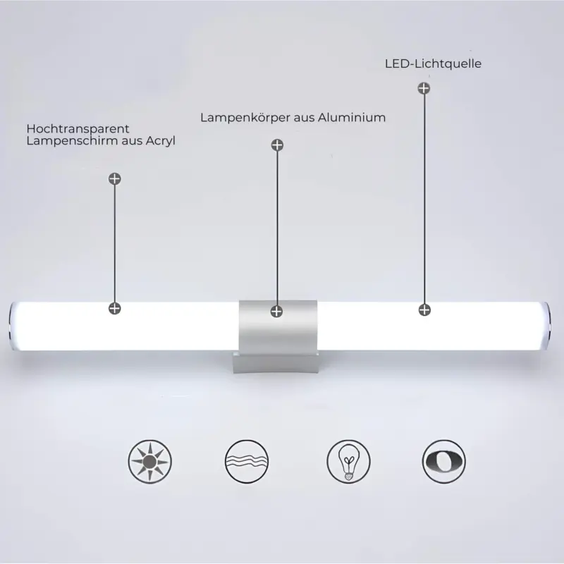 Luxbright led spiegel wandlampe modern minimalistisch zylindrisch schwarz weiss gold warmweiss neutralweiss kaltweiss xlumina9