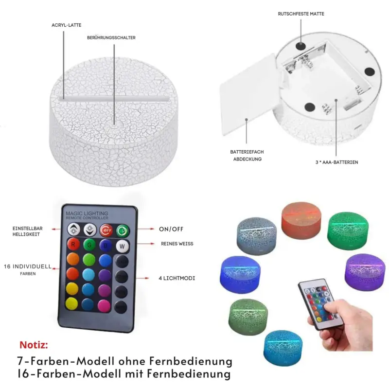 Magiccolor led tischlampe rgb farbwechsel modern xlumina