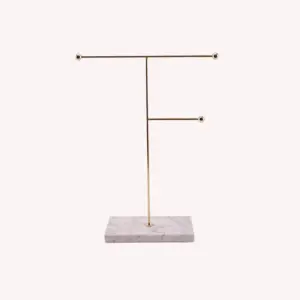 Nordic Sleek Golden Marble Jewelry Display Stand