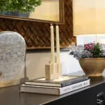 Marble effect candlestick holder
