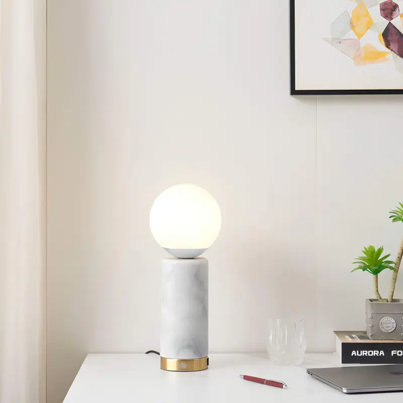 Marble glow tischlampe mit marmor sockel led licht elegantes design xlumina7