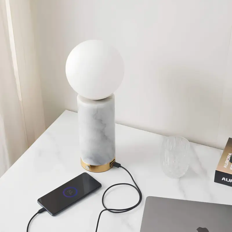 Marble glow tischlampe mit marmor sockel led licht elegantes design xlumina9