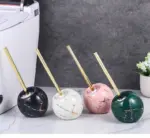 Marble texture ceramic base toilet brush description