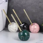 Marble texture ceramic base toilet brush main