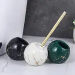 Marble texture ceramic base toilet brush main