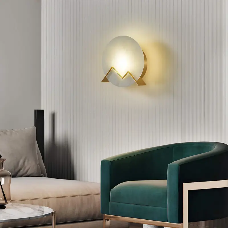 Marmerglow led wandlampe aus marmor kreisfoermige wandleuchte beige grau schwarz xlumina3