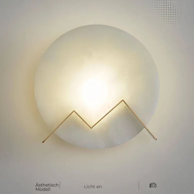 Marmerglow led wandlampe aus marmor kreisfoermige wandleuchte beige grau schwarz xlumina5