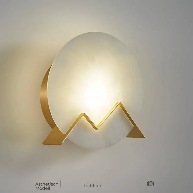 Marmerglow led wandlampe aus marmor kreisfoermige wandleuchte beige grau schwarz xlumina6