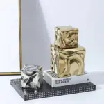 Metallic coloured cube ornament