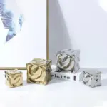 Metallic coloured cube ornament