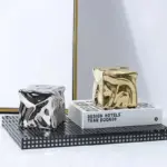 Metallic coloured cube ornament