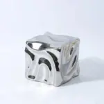 Metallic coloured cube ornament