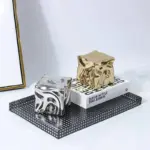 Metallic coloured cube ornament