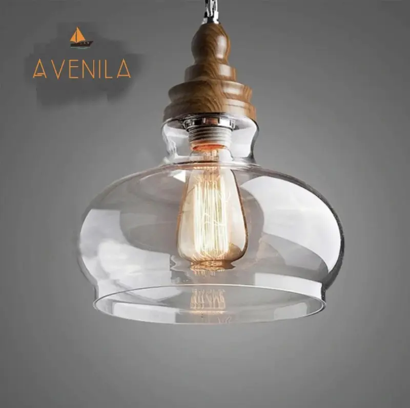 Mini clear glass shade pendant lights industrial lighting fixture kitchen island bar hotel shop antique led pendant ceiling lamp