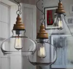 Mini Clear Glass Shade Pendant Lights Industrial Lighting Fixture Kitchen Island Bar Hotel Shop Antique Led Pendant Ceiling Lamp 251798