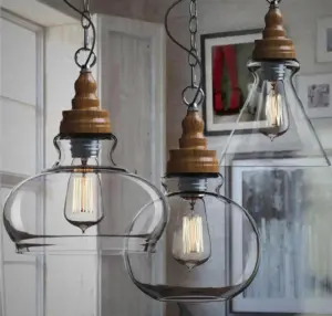 Mini Clear Glass Shade Pendant Lights Industrial Lighting Fixture Kitchen Island Bar Hotel Shop Antique LED Pendant Ceiling Lamp