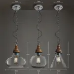 Mini clear glass shade pendant lights industrial lighting fixture kitchen island bar hotel shop antique led pendant ceiling lamp