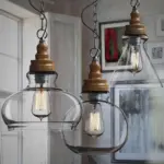 Mini clear glass shade pendant lights industrial lighting fixture kitchen island bar hotel shop antique led pendant ceiling lamp