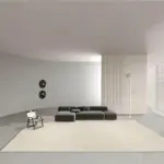 Minimalist beige striped living room rug