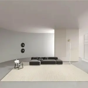 Minimalist Beige Striped Living Room Rug