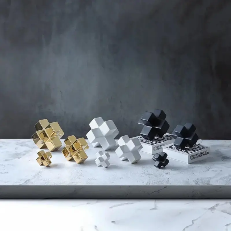 Minimalist ceramic cross decoration