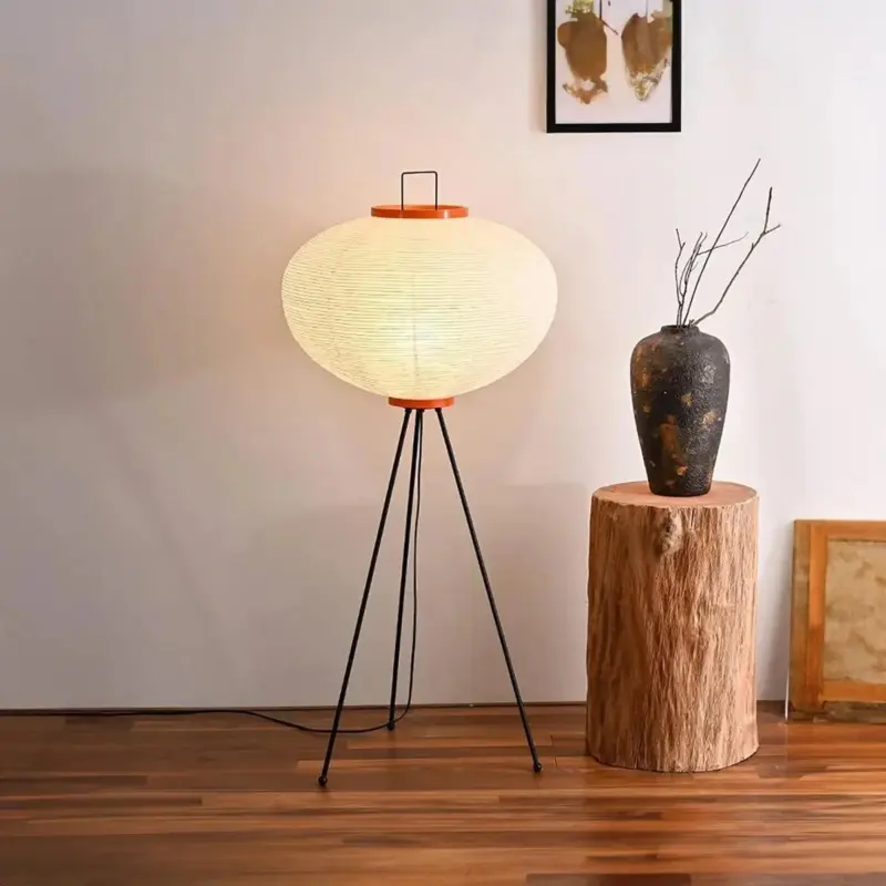 Minimalist japanese rice paper floor lamp
