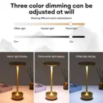 Minimalist metallic led cordless table lamp