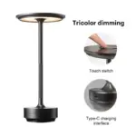 Minimalist metallic led cordless table lamp
