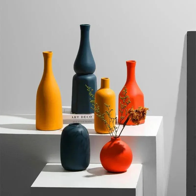 Minimalist Solid Colour Bright Ceramic Vase 466332