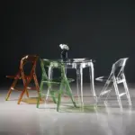 Minimalist transparent folding dining chairs