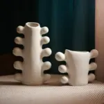 Minimalist unglazed ceramic vase