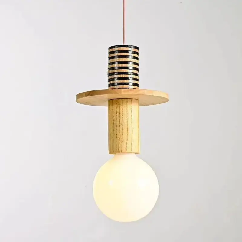 Minimalist wood effect led pendant light