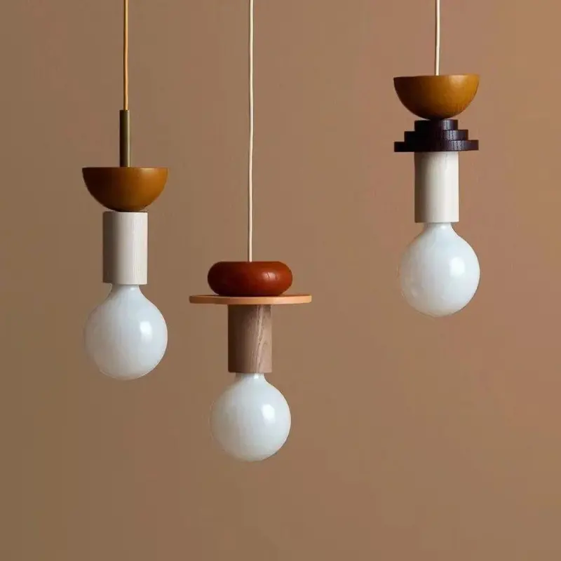 Minimalist wood effect led pendant light