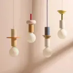 Minimalist wood effect led pendant light