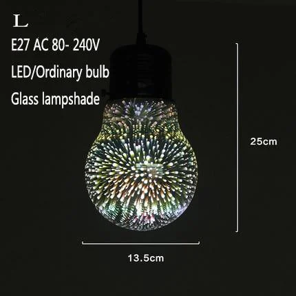 Modern 3d Colorful Nordic Starry Sky Hanging Glass Shade Pendant Lamp Lights E27 Led For Kitchen Restaurant Living Room 836573